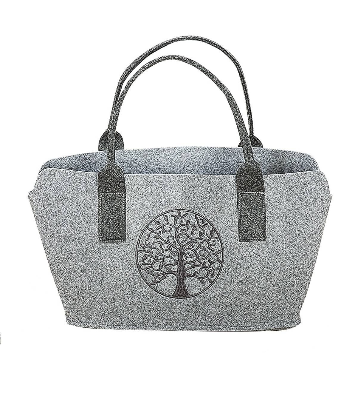 Lebensbaum im Kreis Tasche hellgrau - Gilde Filztasche 45290 / Einkaufstasche / Strandtasche / Shopper / Handtasche / Tragetasche