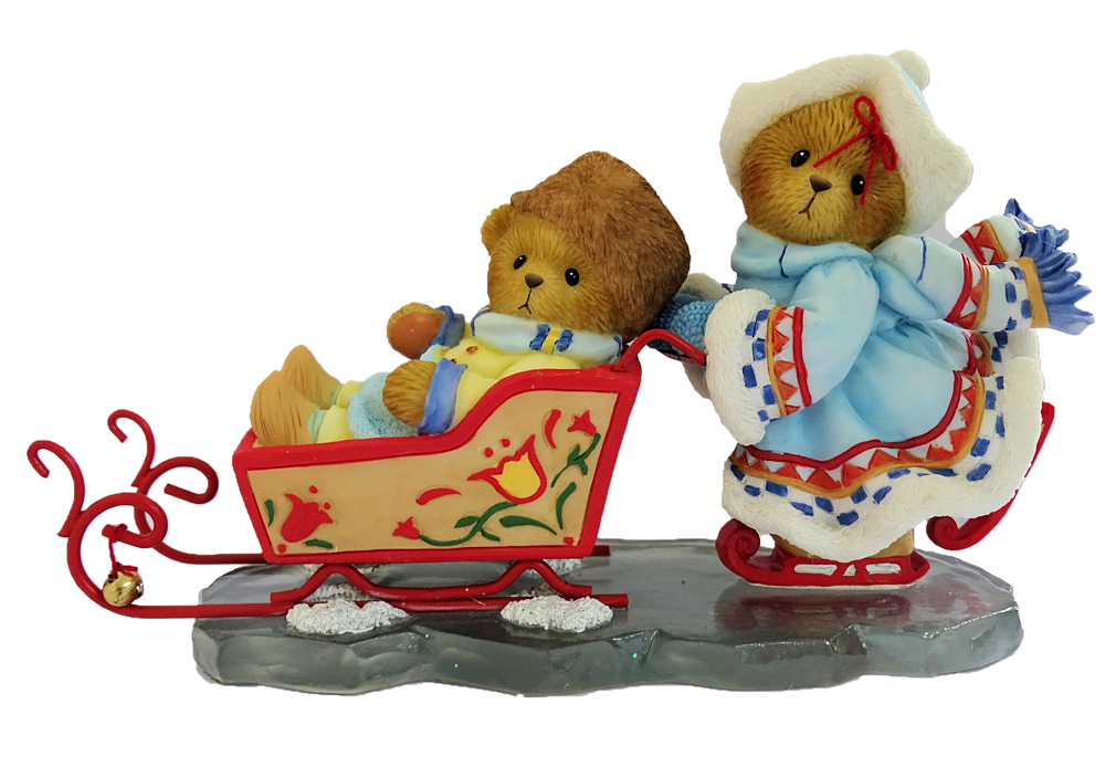 CT-4013423-Rob-und-Ria Cherished Teddies, Rob & Ria, Sleigh Bells Ring For A Merry Season,Priscilla Hillman, Cherished Teddies Bär mit Schlitten, 4013423