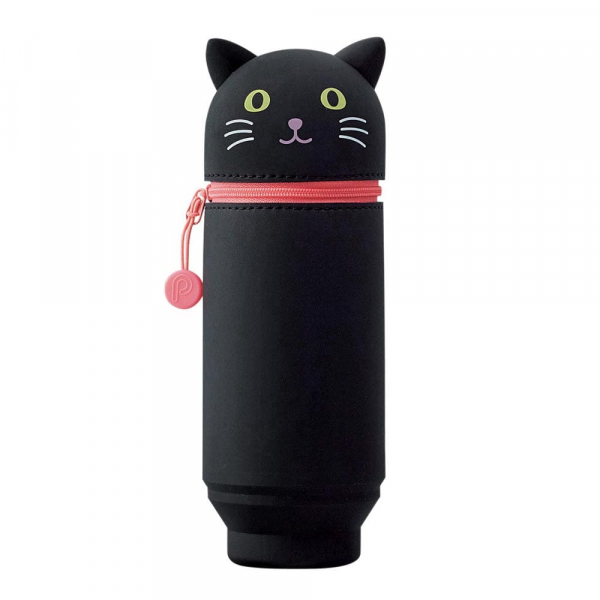 pu-a7720-3 Lihit Lab, Punilabo, StaPuniLabo, Punilabo, Lihit Lab, Federtasche und Stiftehalter, stehende Federtasche, Pencil Case, animal, Tiere, stand up pen case, black cat, schwarze Katze, Schlamper, Faulenzer, Federmappend Up Case, Stiftehalter, Federtasche, Sch