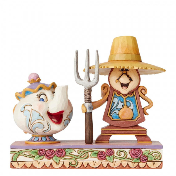 dt-6002813a Disney Traditions, Jim Shore - Workin Round The Clock Mrs. Potts & Cogsworth, Mrs. Potts & Herr von Unruh