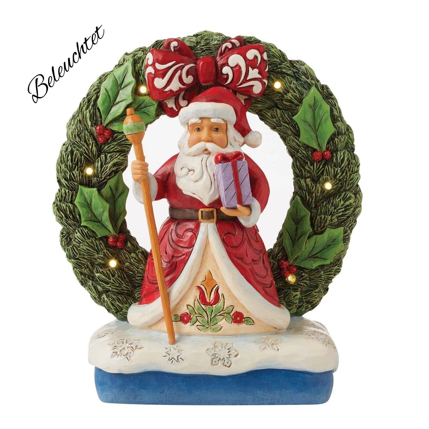 6012937amzRCFEhmZisVV Jim Shore, Heartwood Creek, Heartwood Creek by Jim Shore, 6012937, Believe in the Magic of Christmas, Santa in Wreath, Lit up Wreath, beleuchteter Kranz Jim Shore Weihnachtsmann, Heartwood Creek Weihnachtsmann