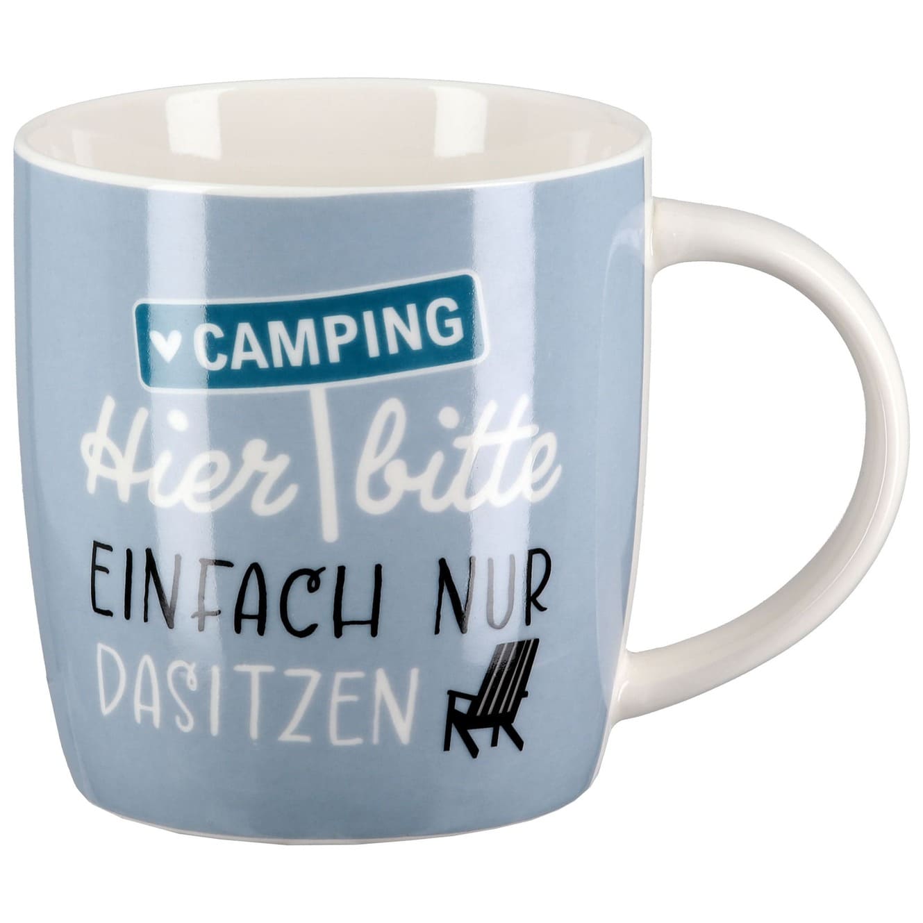 Becher Camperglück Hier bitte einfach nur dasitzen- Gilde Tasse mit Campingmotiv 62728  / Kaffeebecher - Tasse Camping