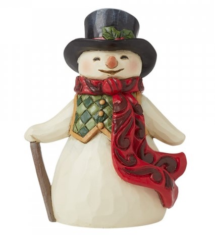 Jim Shore, Heartwood Creek, Jim Shore Weihnachten,  6009008, Mini  Snowman with long scarf, Mini Schneemann mit langem Schal, Heartwood Creek Schneemann, Jim Shore Schneemann