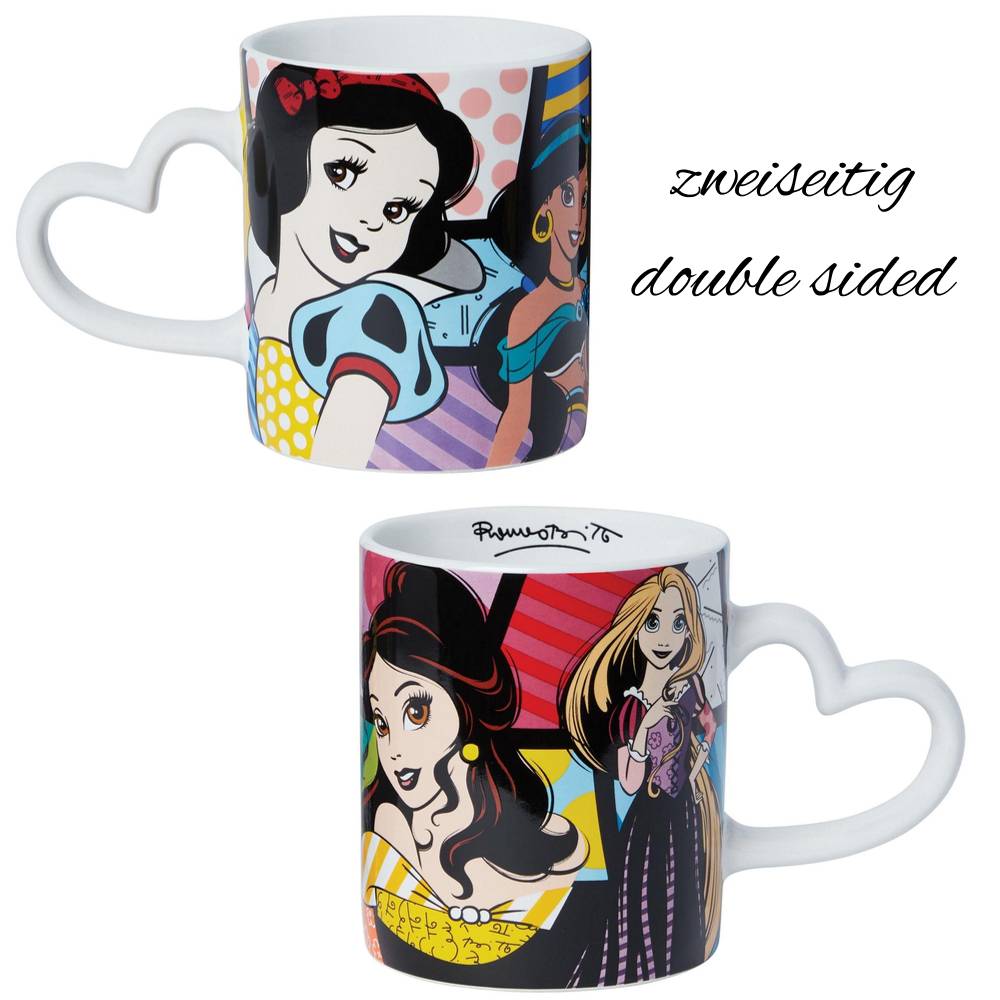 6015557a Disney Britto, Romero Britto - Romero Britto Disneyfigur, 6015557, Britto Disneybecher Prinzessinnen II, Princess II, Schneewittchen, Jasmine, Belle, Rapunzel, Snow White, Disney by Britto