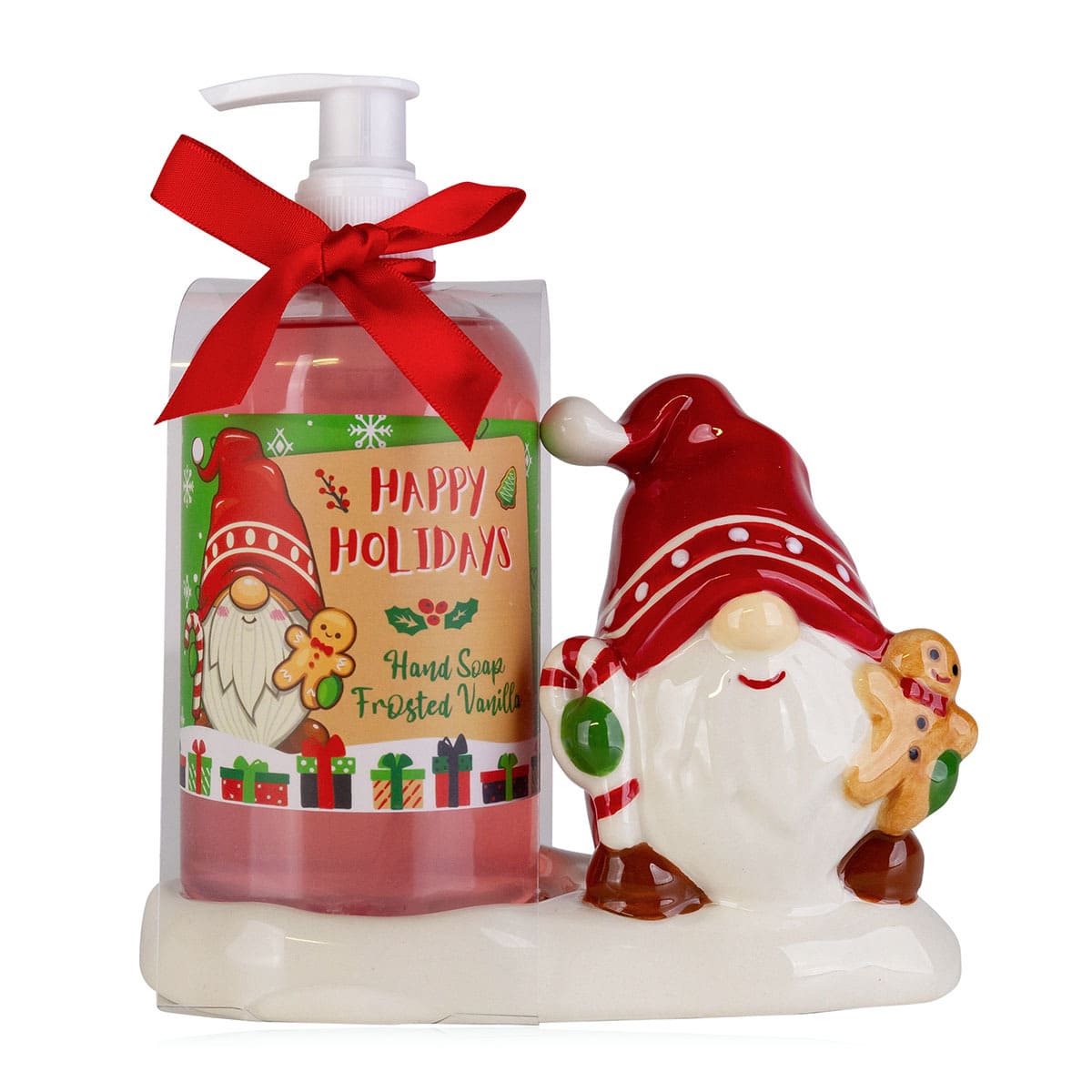 8160197a Accentra Seifenspender Wichtel, Flüssigseife, Weihnachtsseife, Weihnachtgeschenk, Mitbringsel, 8160197, Pumpspender Gnome