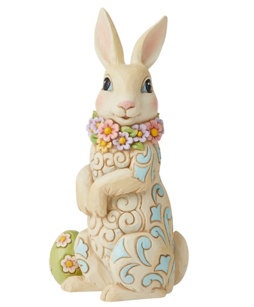 6010278 Jim Shore, Heartwood Creek, Jim Shore Heartwood Creek, Jim Shore Ostern, 6010278, Hoppin Down The Bunny Trail, Bunny Wearing Flowers, Osterhase mit Blumenschal, Jim Shore Ostern, Jim Shore Osterhase