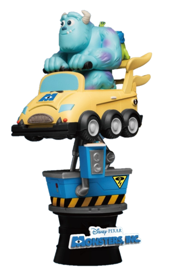 BKDS037a Das übergroße, pelzige Monster Sulley wird von seinem besten Freund, Big-Eyes Mike, auf der Fahrt seines Lebens begleitet. Begleite die beiden, wenn sie sich auf einer münzbetriebenen Maschine vergnügen, die von ihrer großen Fahrt im Film inspiriert wurde