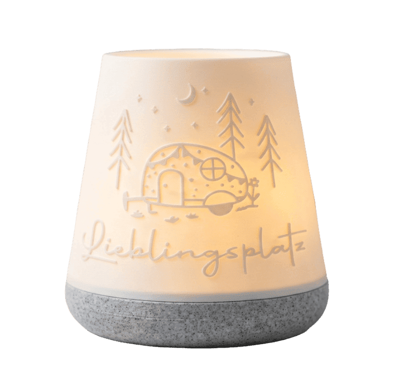 Windlicht 3D-Druck - Dekolampe Lieblingsplatz 202601 – Camping & Wohnwagen Design - Wohnwagenanhänger