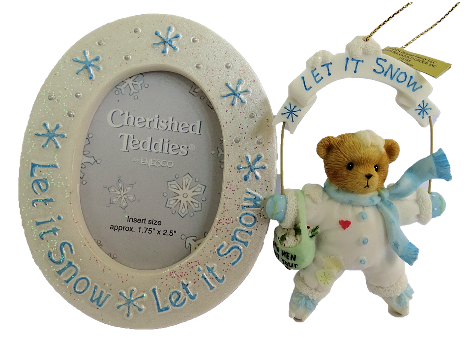 CT-118388-Let-It-Snow-Photo-Frame Cherished Teddies, Let It Snow Ornament, Anhänger, Weihnachtsanhänger, 118388, Priscilla Hillman, Cherished Teddies Ornament, Cherished Teddies Bilderrahmen