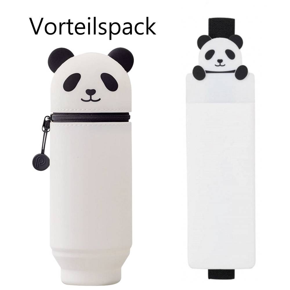 pl-7714_20-6 PuniLabo, Punilabo, Lihit Lab, Federtasche und Stiftehalter, stehende Federtasche, Pencil Case, animal, Tiere, innovativ, innovative, stand up pen case, Panda, Buchband Stifteetui, Vorteilspack