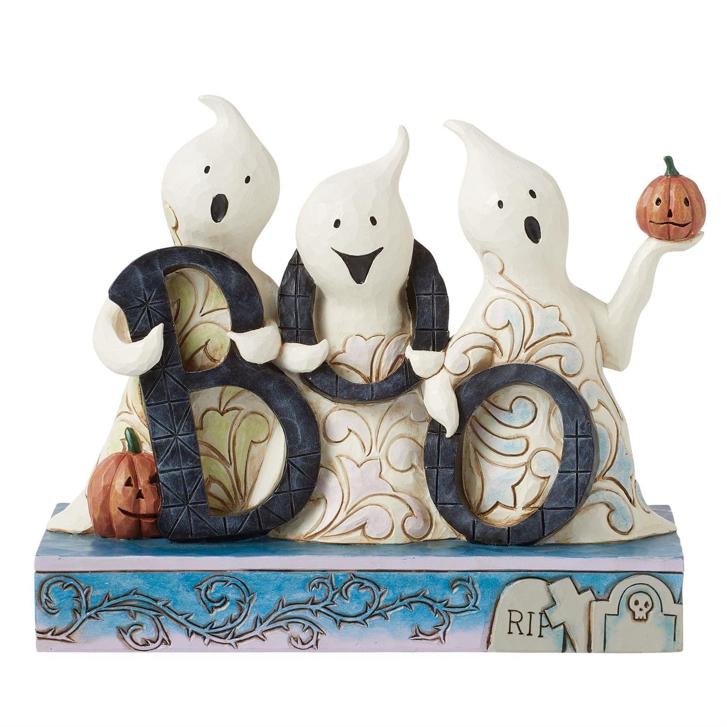 6016641 Jim Shore, Heartwood Creek, Halloween, Boo Crew, Ghostly Boo Sign, Gespenster, Geister, Halloweendeko, Halloweenfigur, 6016641