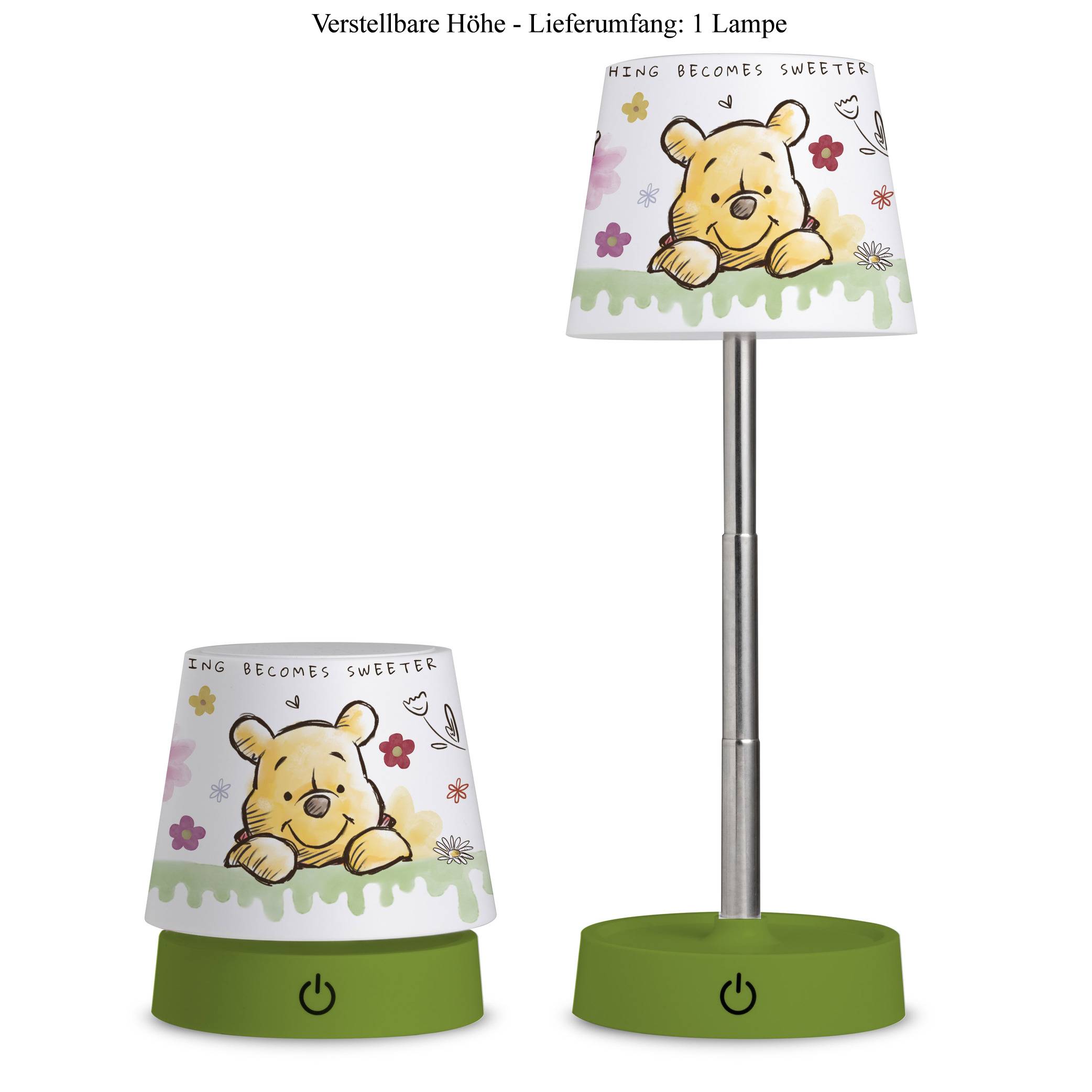 Disney LED-Tischleuchte Winnie Puuh - Winnie Pooh grün, höhenverstellbar 183018 - Disney Nachttischlampe - Disney Lampe
