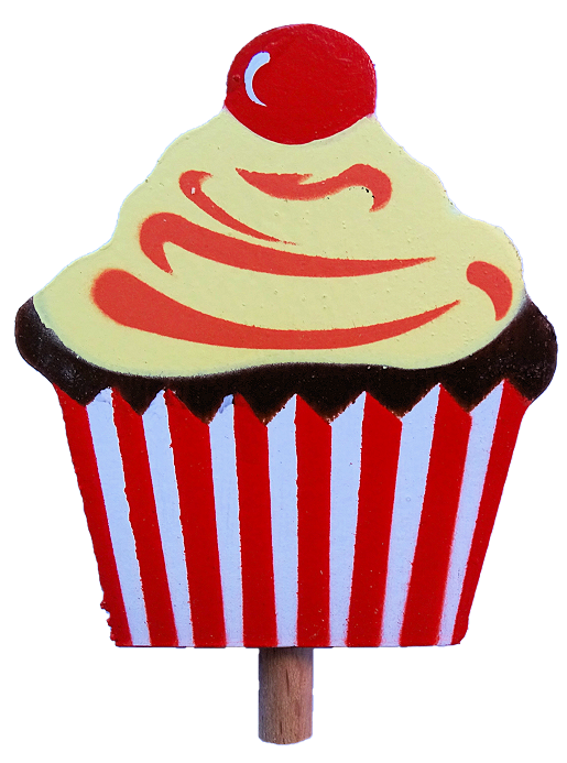 HK-G-002 Sebastian Design, Kerzenring, Kerzenringe, Candle Ring, Holzkranz, Steckfigur für Kerzenring, Jahreszeitenring, Jahreszeitentisch, Steckfigur Cupcake rot, Cupcake, HK-G002