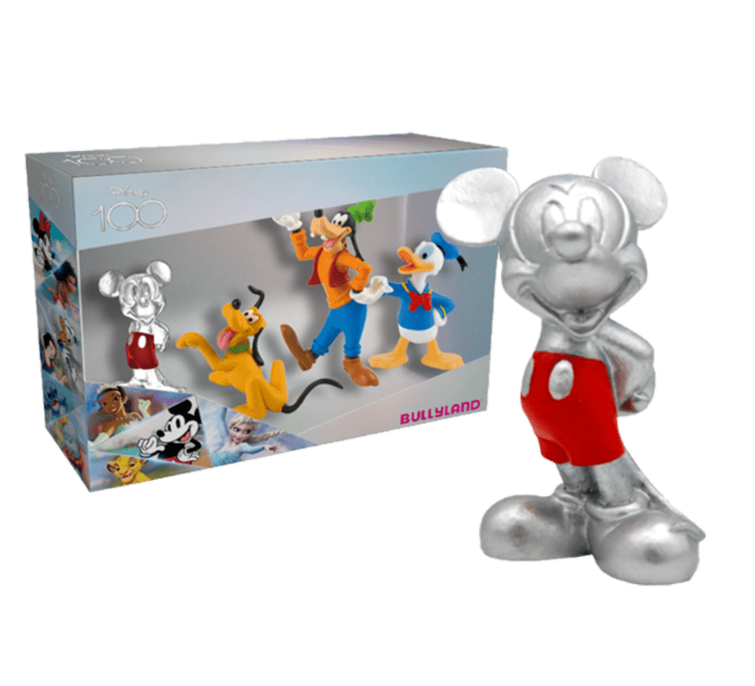 15150a Bullyland, Disney Bullyland, Bullyland Disneyfigur, 135150, 100 Jahre Disney Micky und seine Freunde Klassik Platin Geschenkset, Micky Maus, Donald, Pluto, Goofy Geschenkset