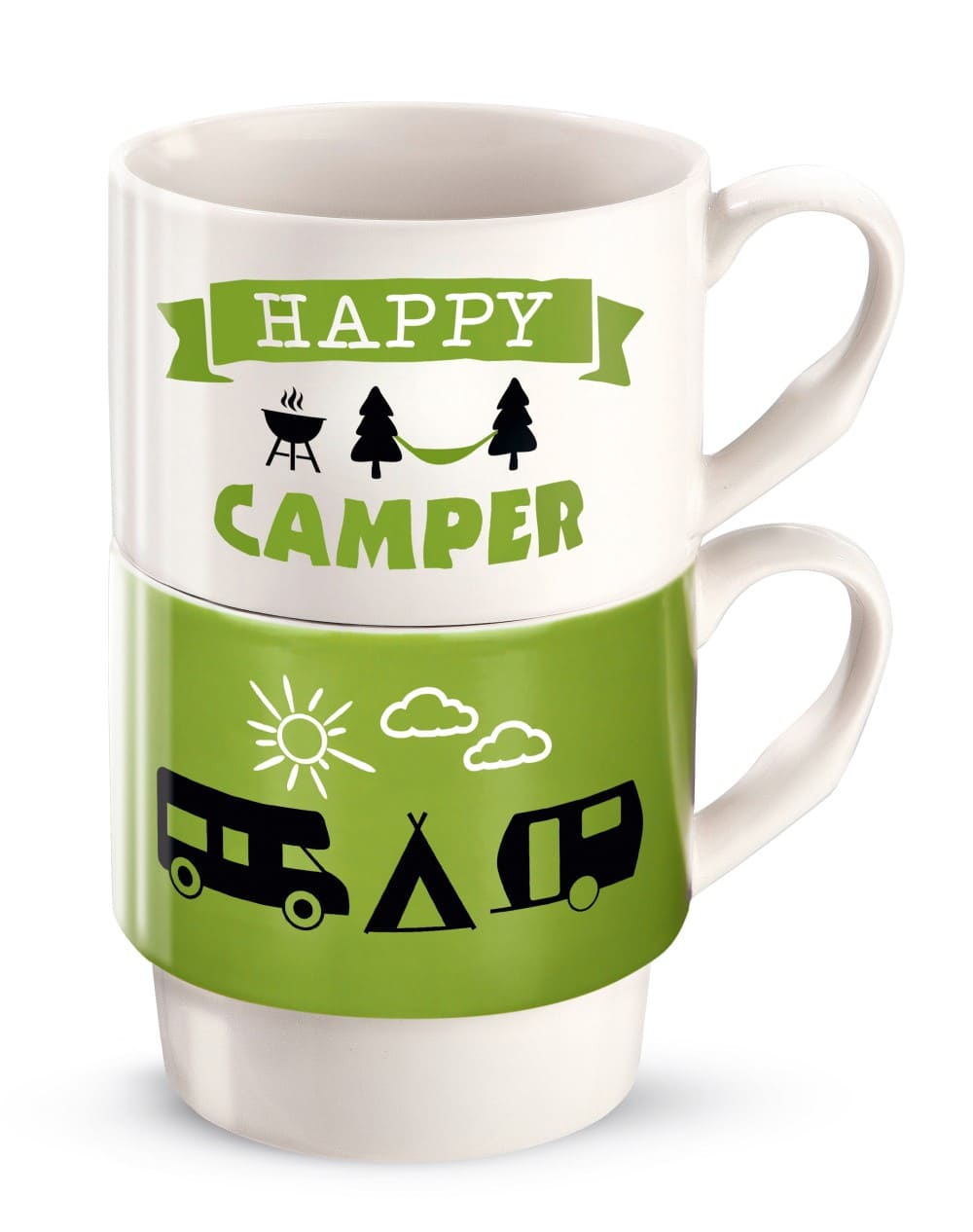 Stapeltassen Happy Camper 44173 / Gilde Becher - Tassen - Kaffeebecher Wohnwagen / Camper Stapeltassen Happy Camper 44173 / Gilde Becher - Tassen - Kaffeebecher Wohnwagen / Camper