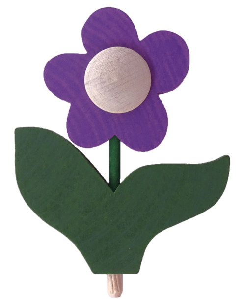 HK-10-530-152 Sebastian Design, Candlering, Kerzenring, Skandinavischer Holzkranz, Skandinavische Kerzenringe, Blume mit Blatt, lila, 10-530-152