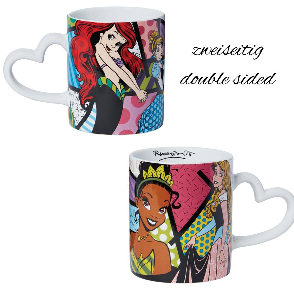 6015556a Disney Britto, Romero Britto - Romero Britto Disneyfigur, 6015556, Britto Disneybecher Prinzessinnen I, Princess I, Arielle, Tiana, Cinderella, Aurora, Disney by Britto