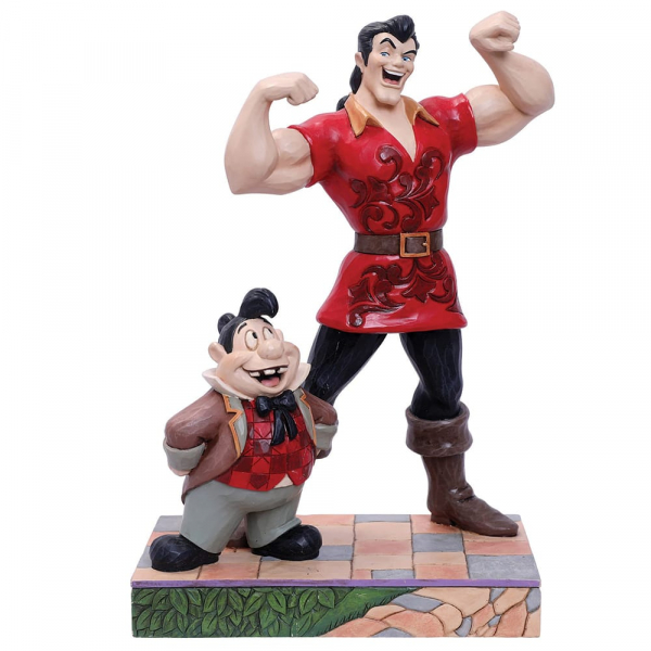 dt-6005969a Disney Traditions, Jim Shore, Muscle-Bound Menace, Gaston and Lefou, Gaston und Lefou, Muskulöse Bedrohung