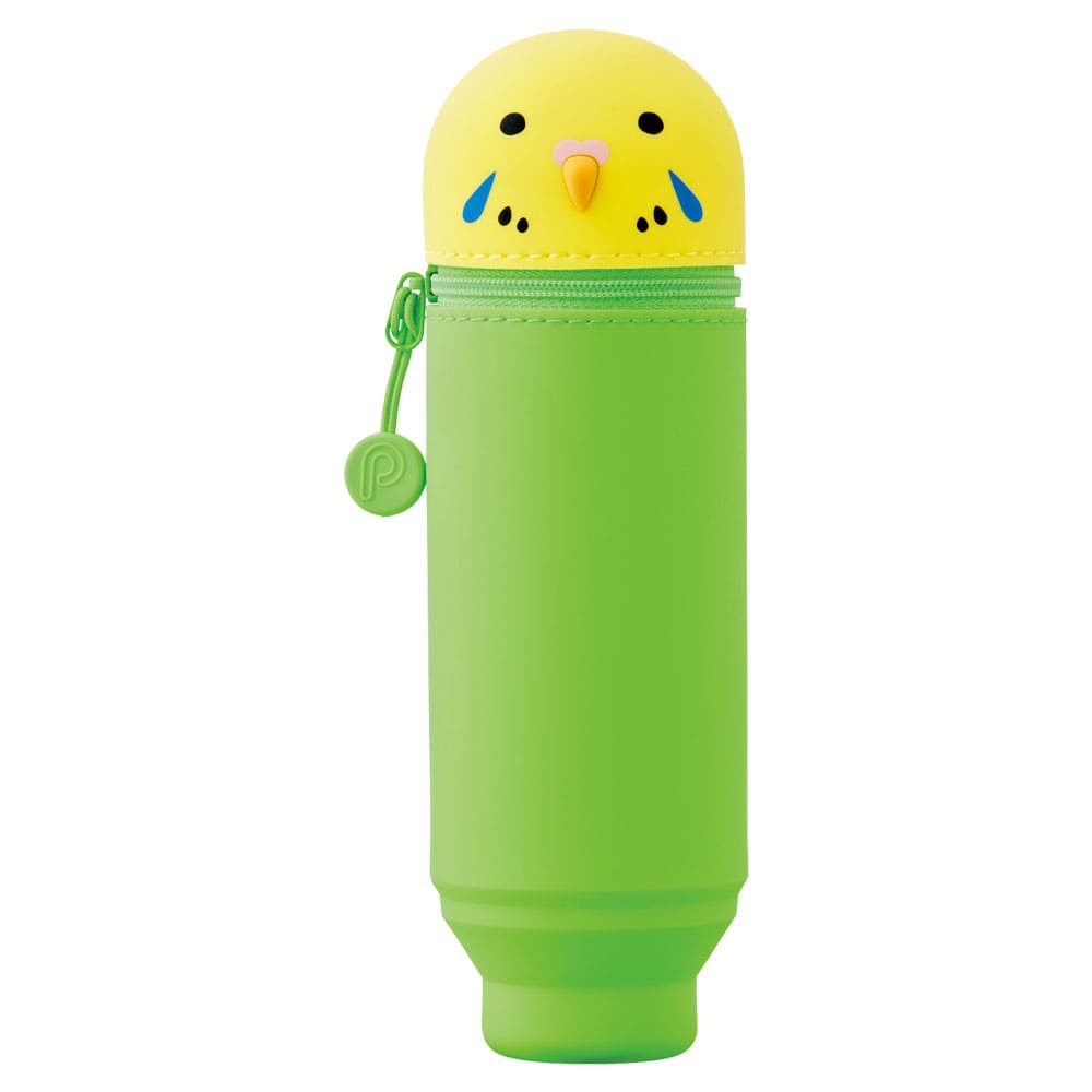 A-7712-9 PuniLabo, Punilabo, LiPuniLabo, Punilabo, Lihit Lab, Federtasche und Stiftehalter, stehende Federtasche, Pencil Case, animal, Tiere, stand up pen case, A7712-9, Federtasche Wellensittich, Budgie, Schlamper, Faulenzer, Federmappehit Lab, Federtasche und St