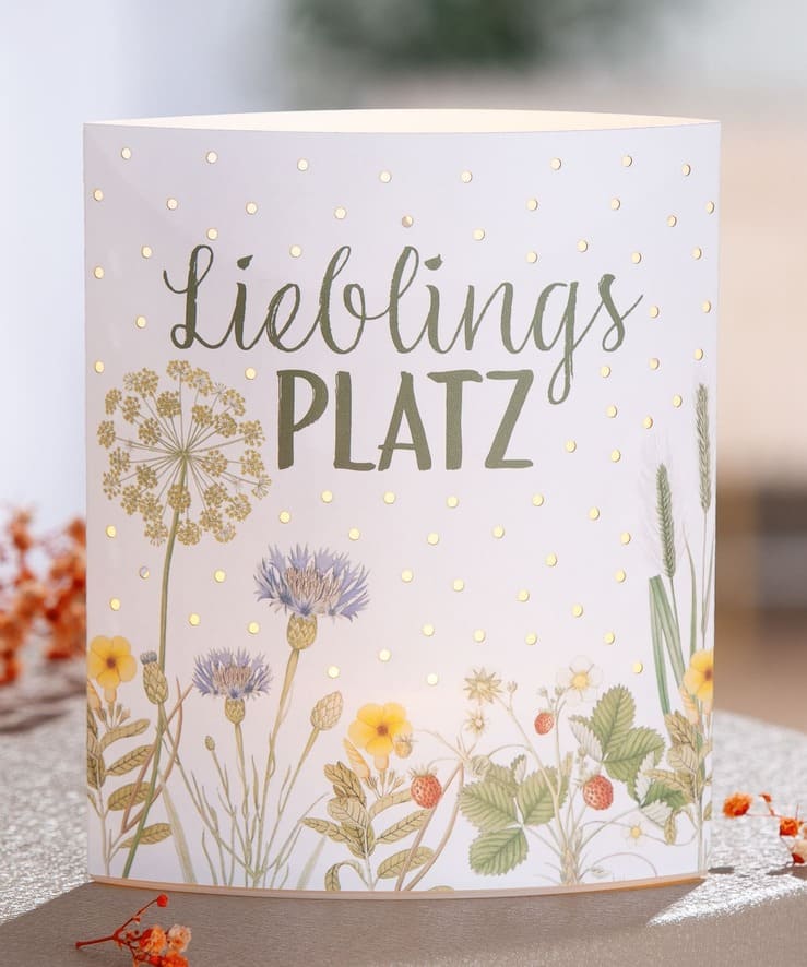 Tischlampe Lieblingsplatz Dekolampe Wildblumen - Wildflowers, weiß - 61737 Gilde Dekoleuchte