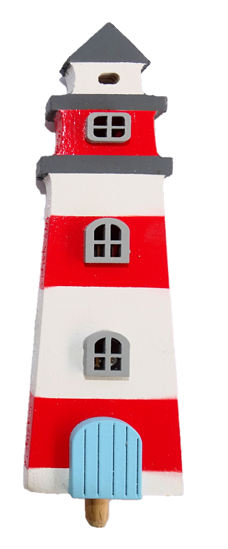 HK-M-009b Sebastian Design, Kerzenring, Kerzenringe, Candle Ring, Holzkranz, Steckfigur für Kerzenring, Jahreszeitenring, Jahreszeitentisch, Steckfigur Leuchtturm, Leuchtturm rot-weiß, HK-M-009