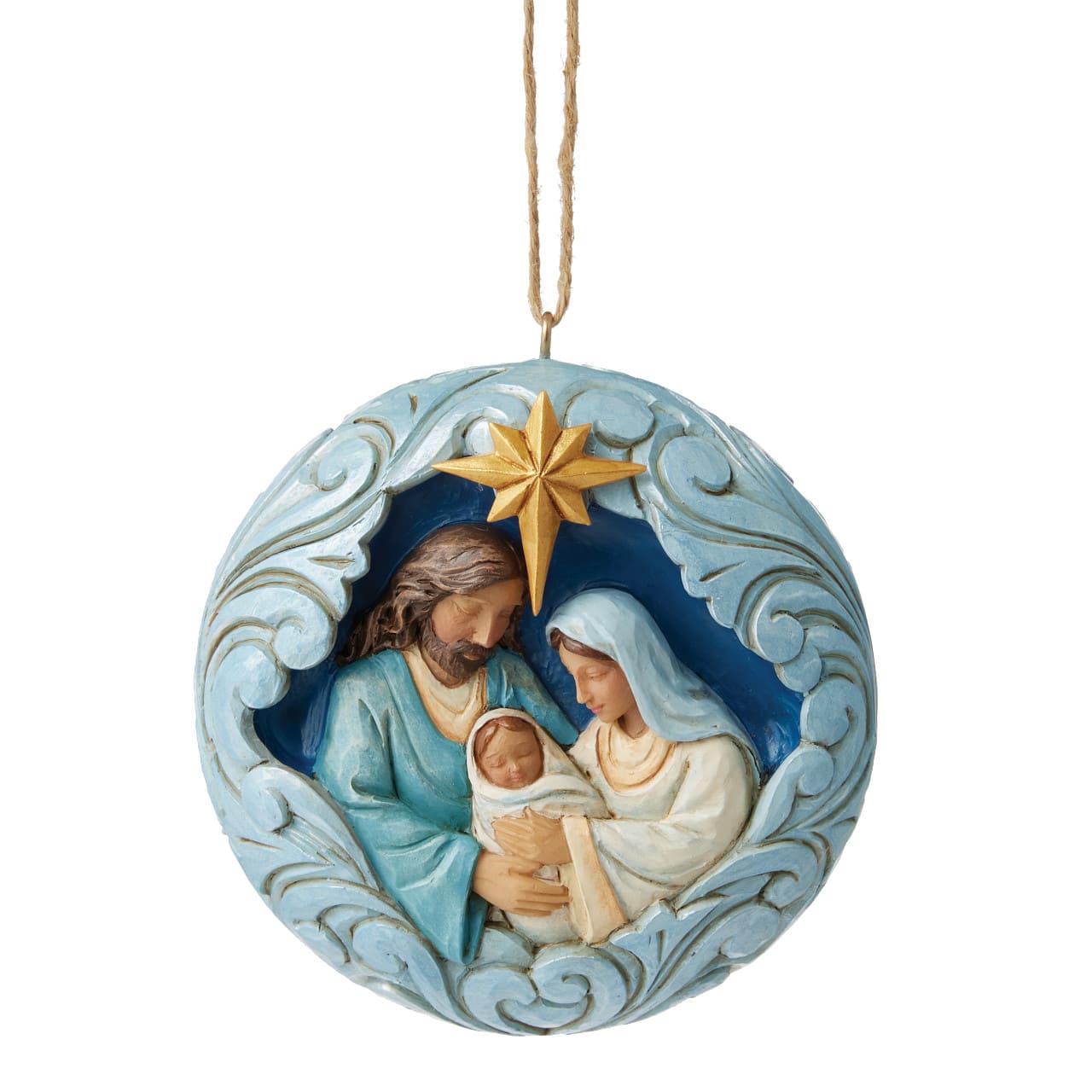 Blue and Gold Holy Family Ornament / Heilige Familie Weihnachtsanhänger - Heartwood Creek by Jim Shore 6017008 Blue and Gold Holy Family Ornament / Heilige Familie Weihnachtsanhänger - Heartwood Creek by Jim Shore 6017008