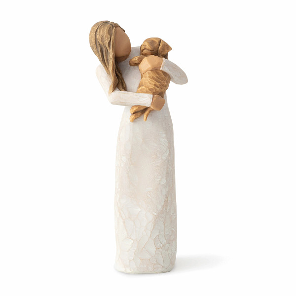 wt-28039 Willow Tree, Demdaco, Susan Lordi, Adorable You, Liebenswert, Adorable You with light dog, Liebenswert mit hellem Hund, 28039, Willow Tree Hund, Willow Tree Figur