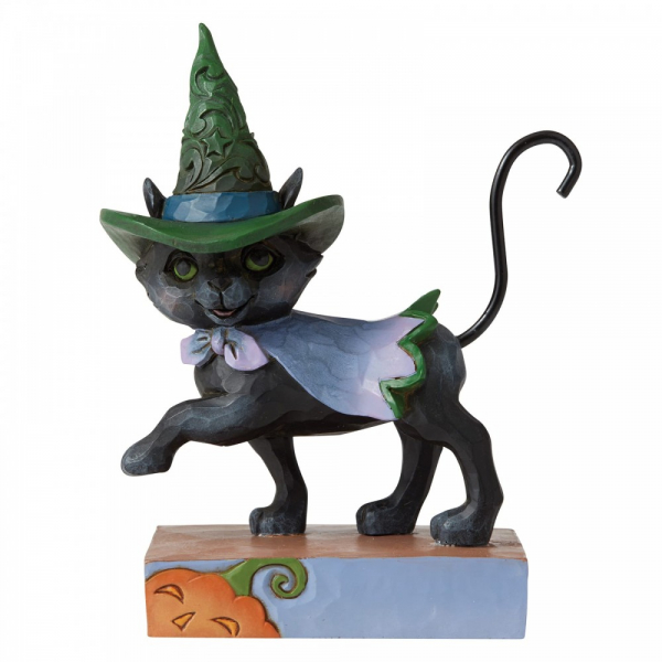 Heartwood Creek, Jim Shore, Halloween, Walking Black Cat with Witch's Hat, Schwarze Katze mit Hexenhut