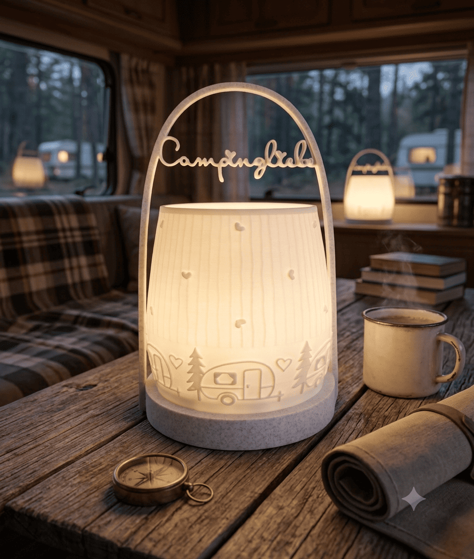 Windlicht 3D-Druck - Dekolampe Campingliebe Wohnwagen - groß - 202611