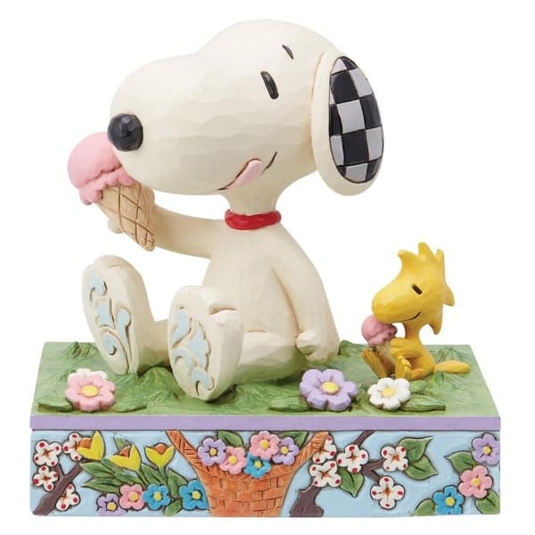 6014349a Jim Shore, Peanuts, Peanuts by Jim Shore, A Summertime Treat, Snoopy, Woodstock, 6014349, Snoopy und Woodstock essen Eis, Snoopy eating ice cream
