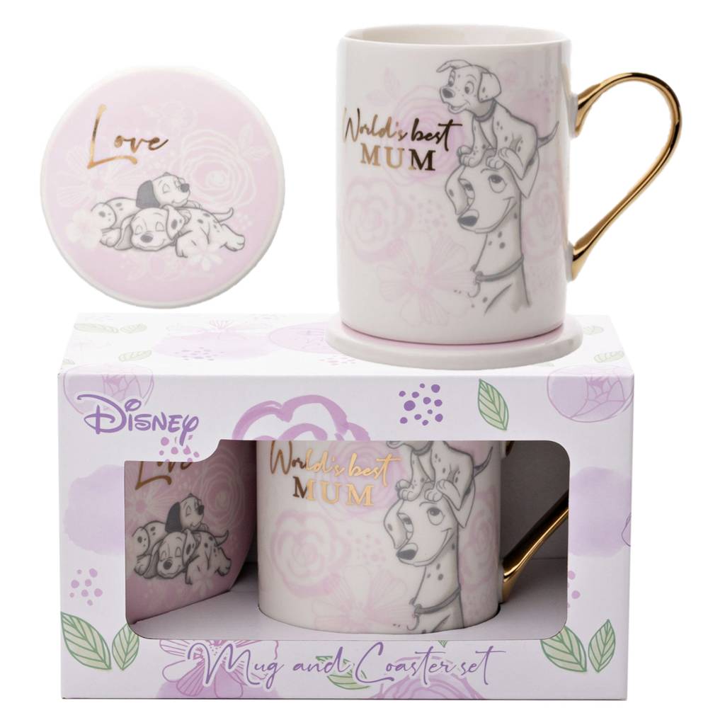 DI826-Becher-und-Box Widdop, Walt Disney Becher, Walt Disney 101 Dalmatiner, Walt Disney's 101 Dalmatiner, Lucky, Lucky und Perdita, Widdop Walt Disney, DI826, Disney Geschirr, 101 Dalmatiner Becher