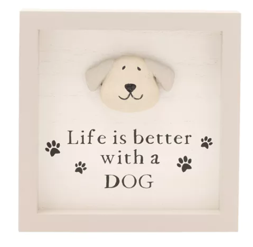 bb632d BB632d, Life is better with a dog, Best of Breed, Pebble Dog Plaque, Kieselsteinhund Rahmen, Hundefan, Geschenk Hund, Hunde, Dog, Anhänger Hund, Rahmen Hund, Paw Prints, Pfotenabdruck