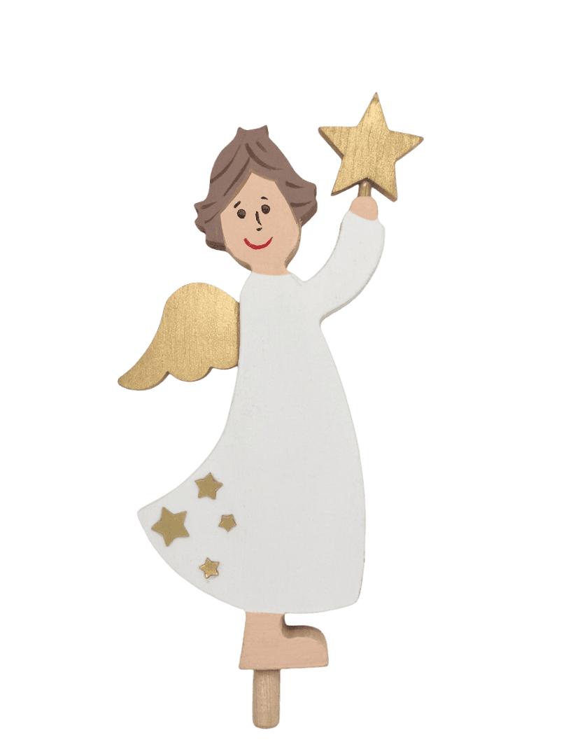 Engel - Stehender Engel mit Stern, braun - Steckfigur für großen Kerzenring von Sebastian Design