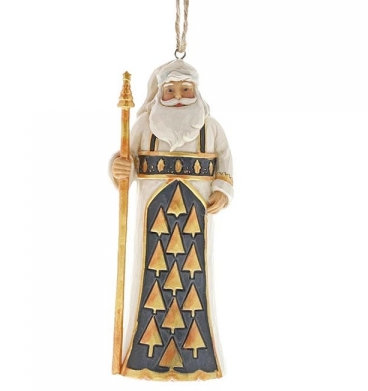 hc-6001439 Heartwood Creek, Jim Shore, Black & Gold, Santa Ornament, Anhänger, Weihnachtsanhänger, Christbaumschmuck, Tannenbaumanhänger, Weihnachtsmann
