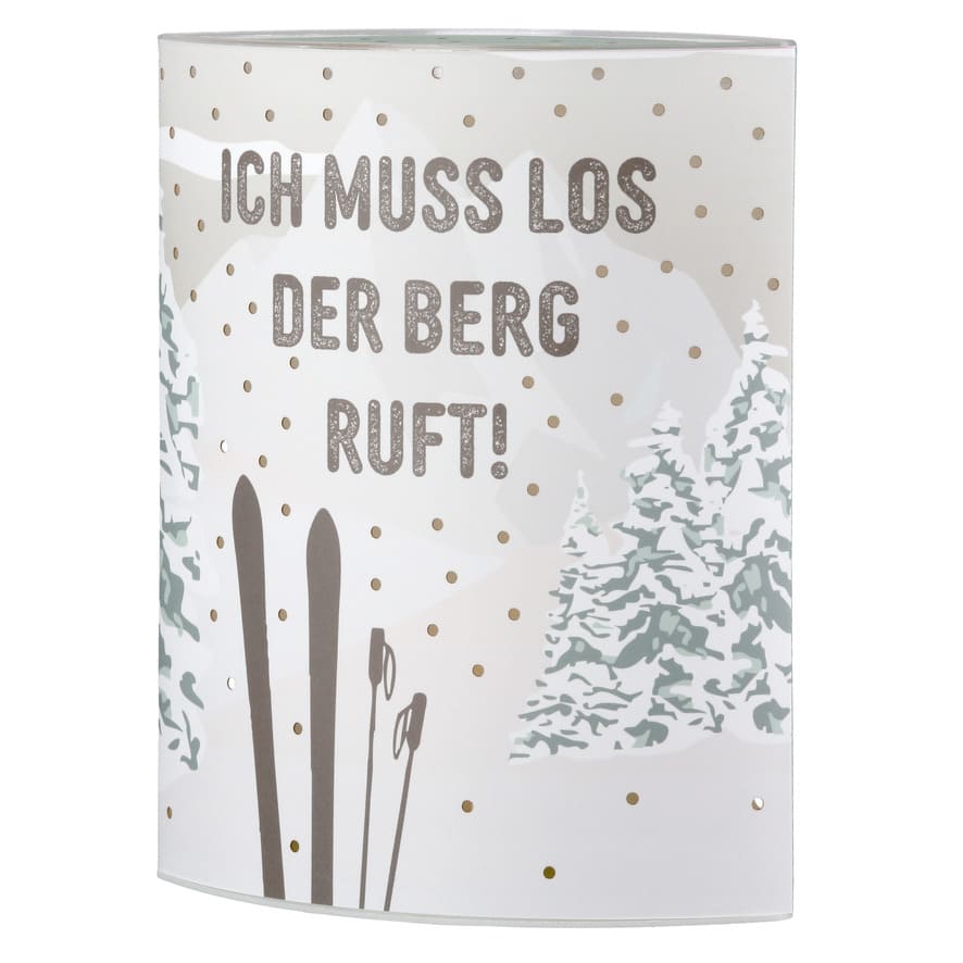 Tischlampe Der Berg ruft - Dekolampe Ski / 63268 Gilde LED Stimmungslicht mit Hundemotiv Dekoleuchte