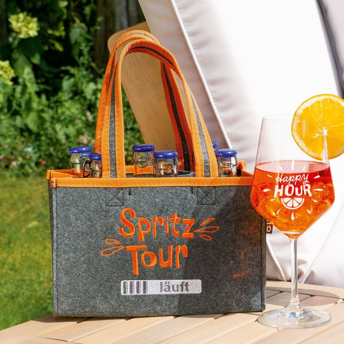 Flaschentasche Spritztour - Gilde Flaschentasche Filztasche 62579 / Flaschenträger 6 Flaschen - Tragetasche