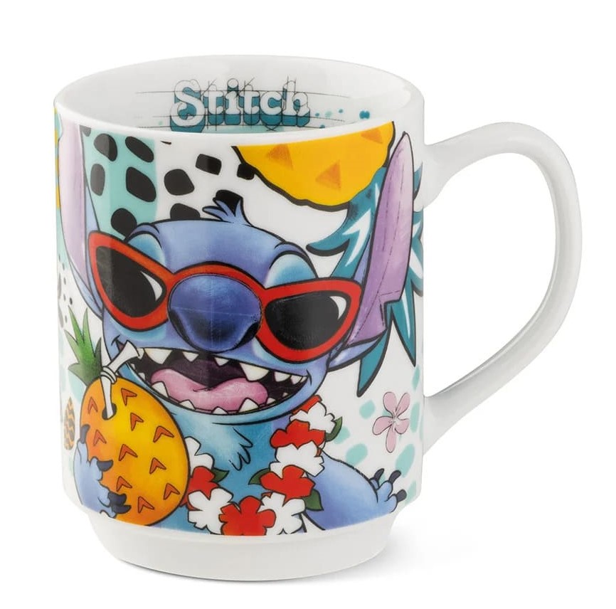 Stapelbecher Tasse Stitch weiß mit Kokosnussdrink 122009 - Disney by Egan