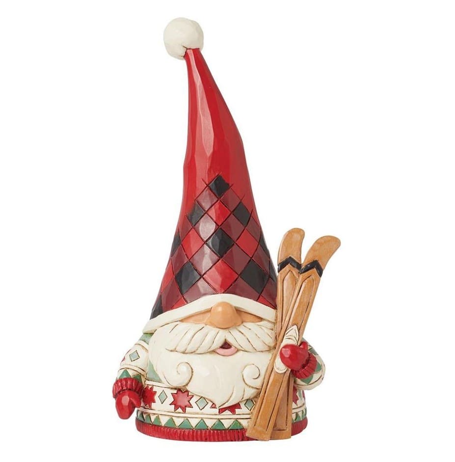 6015446 Jim Shore, Heartwood Creek, Jim Shore Santa, 6015446, Tis the Ski-son, Highland Glen Gnome, Zwerg, Jim Shore Weihnachtsfigur, Wichtel mit Ski