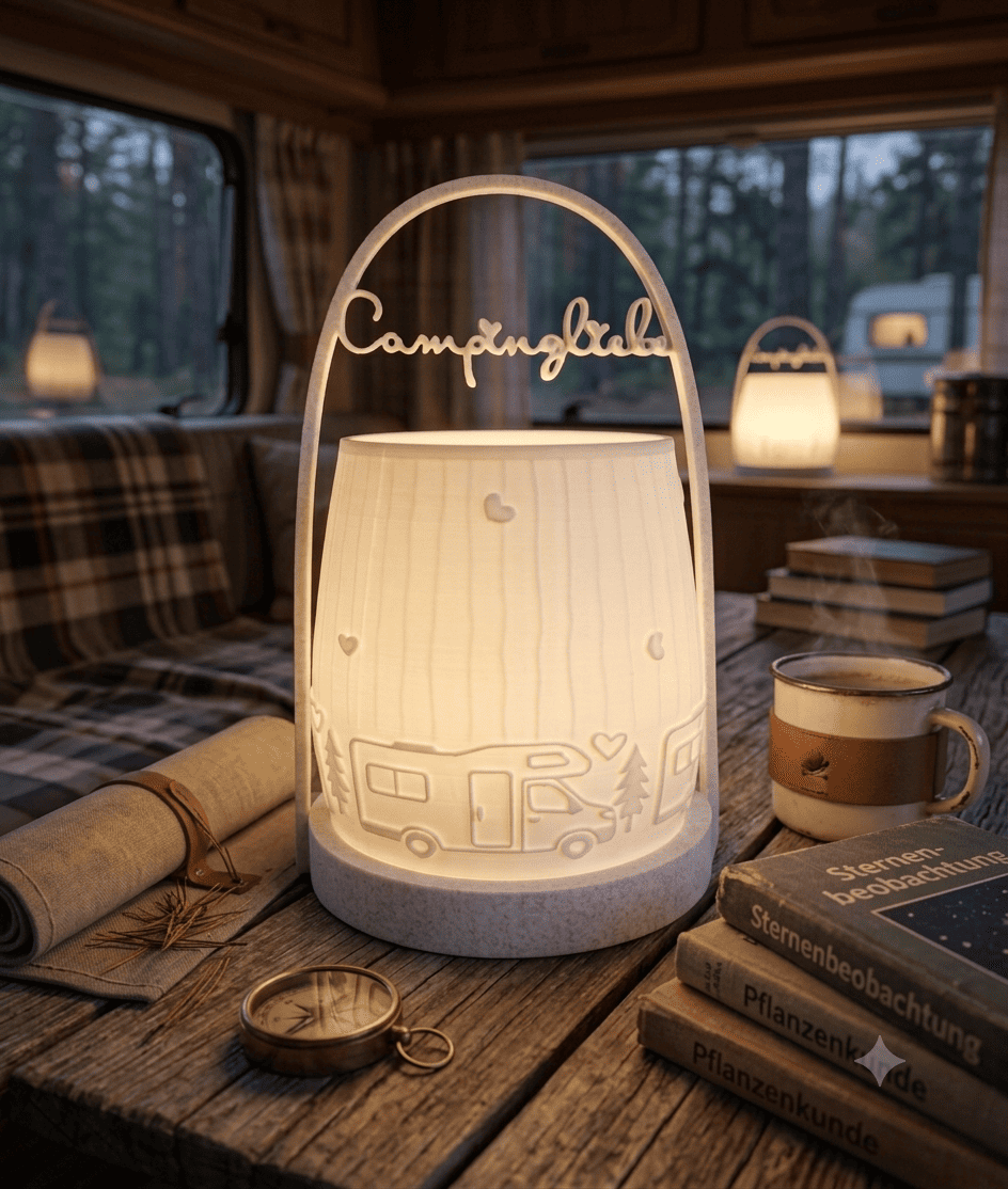 Windlicht 3D-Druck - Dekolampe Campingliebe Wohnmobil - groß - 202610