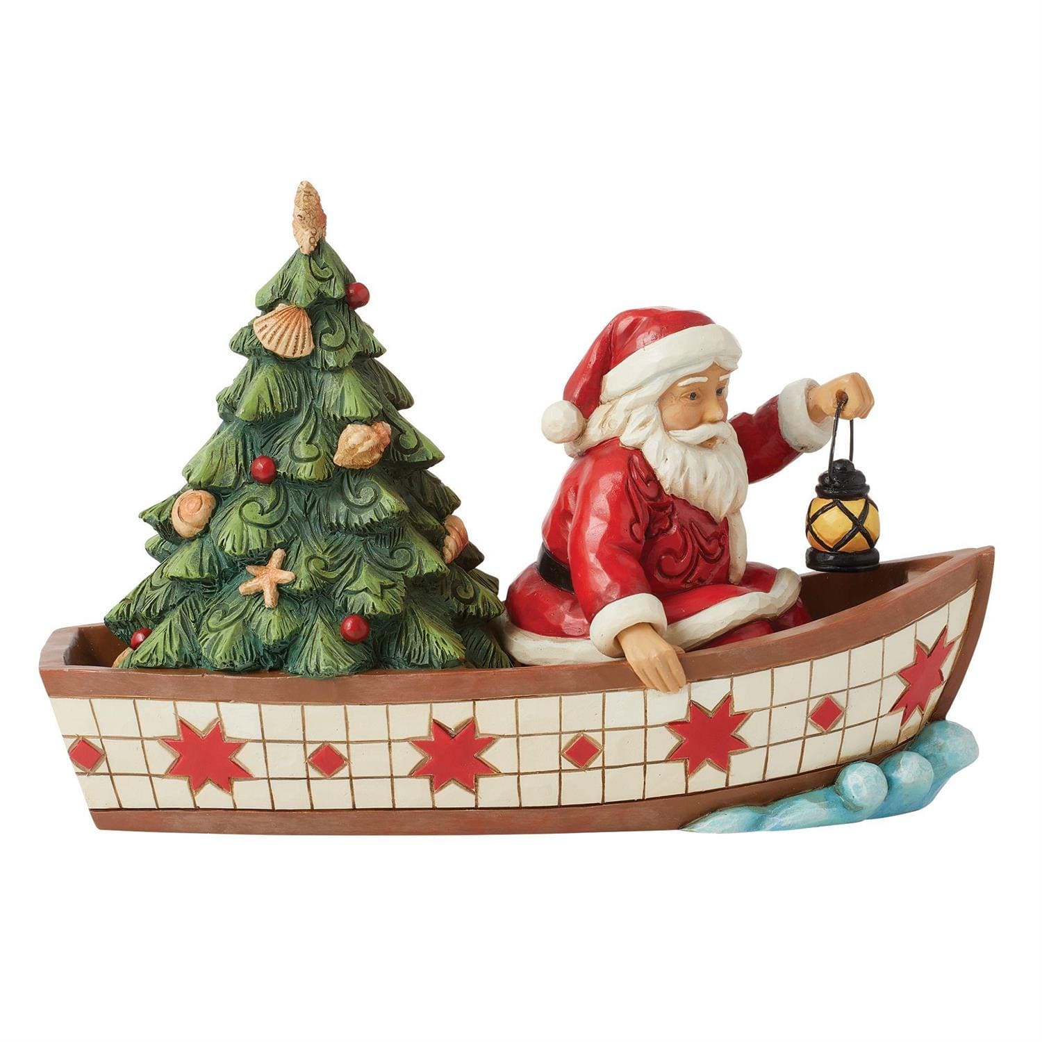 6014504 Jim Shore, Heartwood Creek, Jim Shore Weihnachtsfigur, 6014504, Seas of Giving, Santa in a Boat, Weihnachtsmann im Boot, Coastal Collection