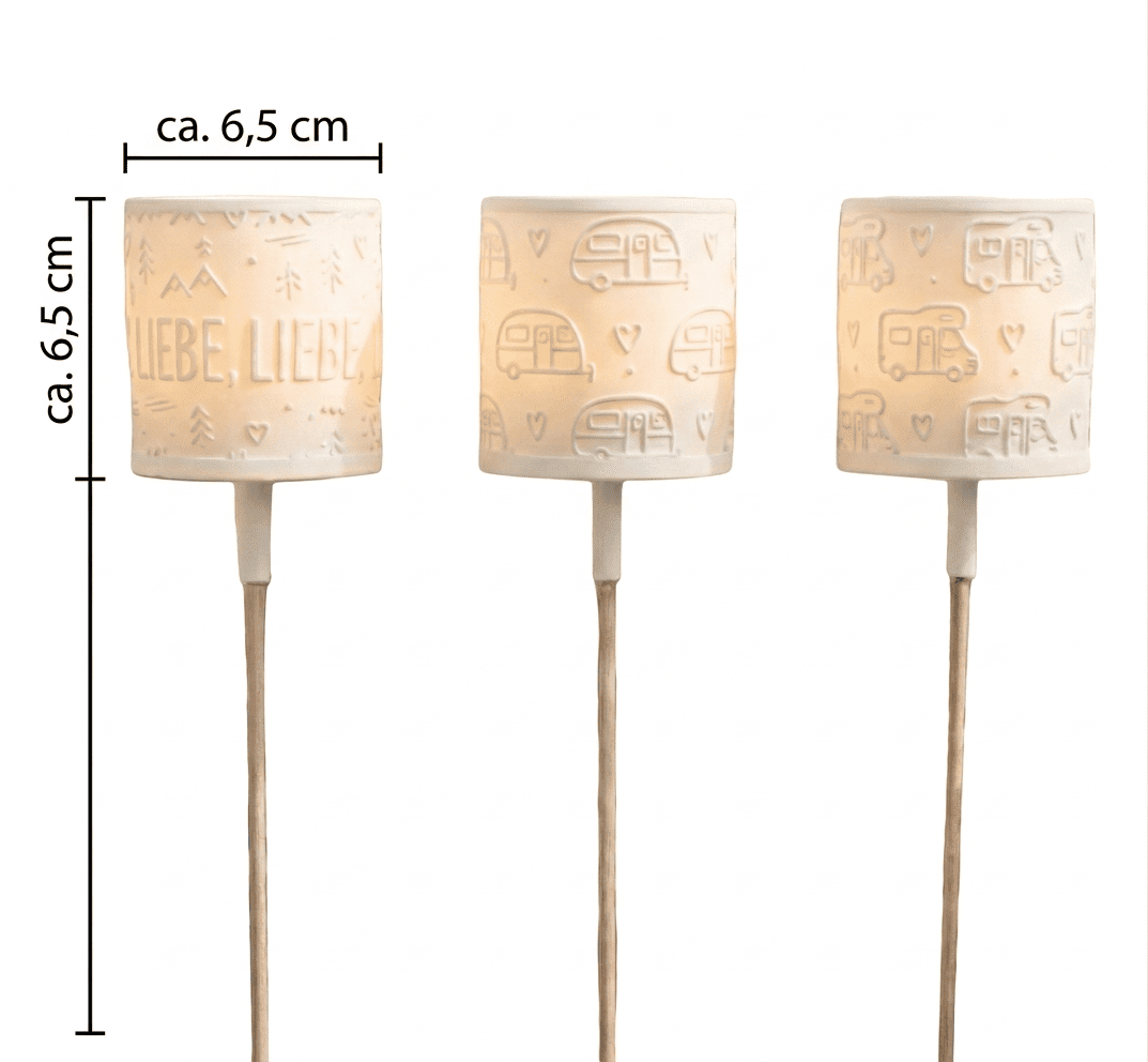 Windlicht 3D-Druck - Dekolampe Camping 3er Set für Holzspieße