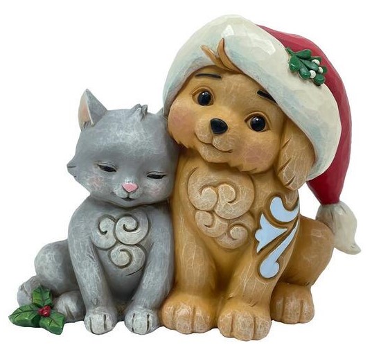 6011485c Jim Shore, Heartwood Creek, Jim Shore Heartwood Creek, Heartwood Creek by Jim Shore, 6011485, Fur The Love of Christmas Kitten & Puppy in Santa Hat, Jim Shore Santa, Jim Shore Weihnachten