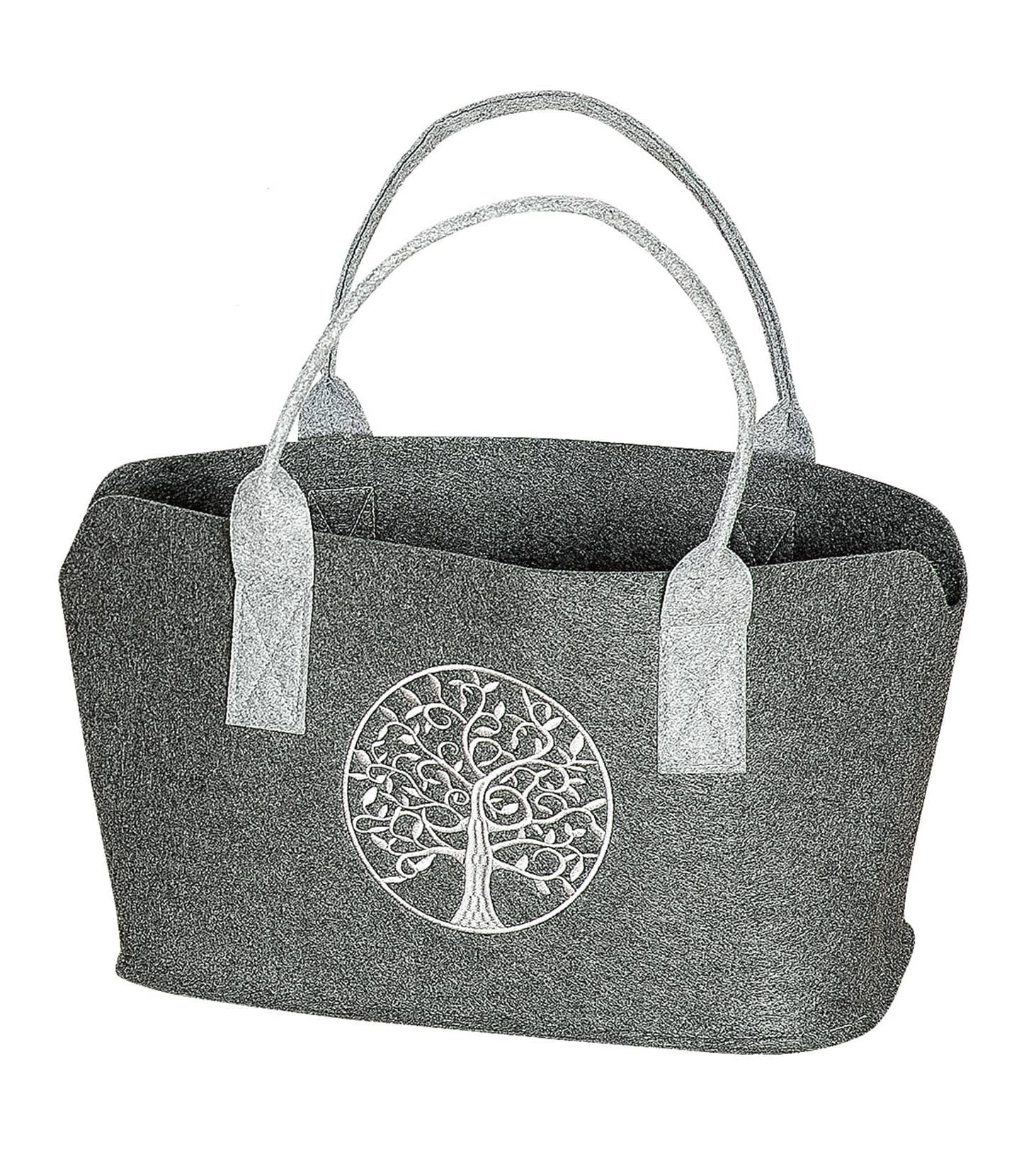 Lebensbaum im Kreis Tasche dunkelgrau - Gilde Filztasche 45290 / Einkaufstasche / Strandtasche / Shopper / Handtasche / Tragetasche