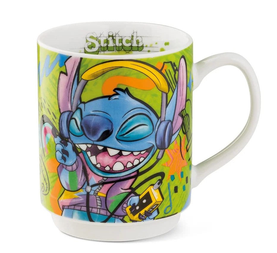Stapelbecher Tasse Stitch grün mit Kopfhörern 122010 - Disney by Egan