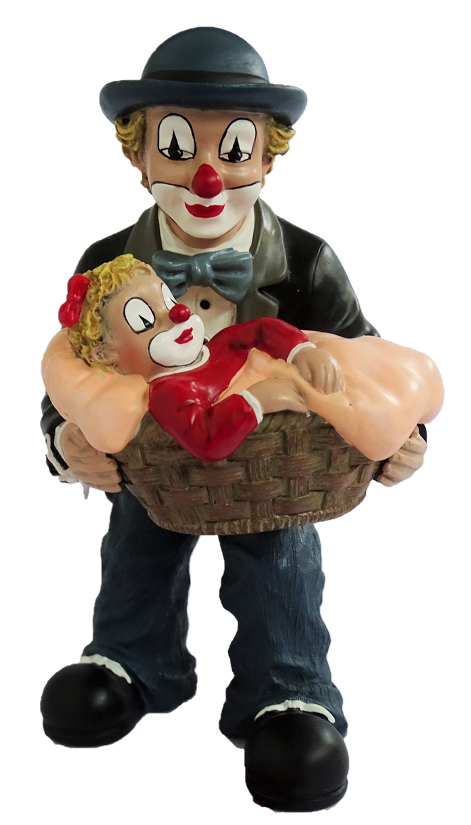 35040bwFXqjbxHc9OiQ Gilde Handwerk, Gilde Clowns, Vater mit Mädchen im Korb, 35040