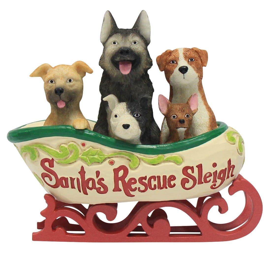 A Tail Wagging Christmas - Santa's Rescue Sleigh 6019095 - Heartwood Creek Jim Shore Weihnachtsschlitten