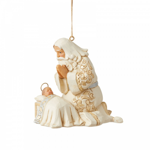 Jim Shore, Heartwood Creek, Jim Shore Weihnachten, Holiday Lustre Collection. 6009400, Holiday Lustre Santa with Baby Jesus Ornament, Jim Shore Weihnachtsmann, Jim Shore Santa