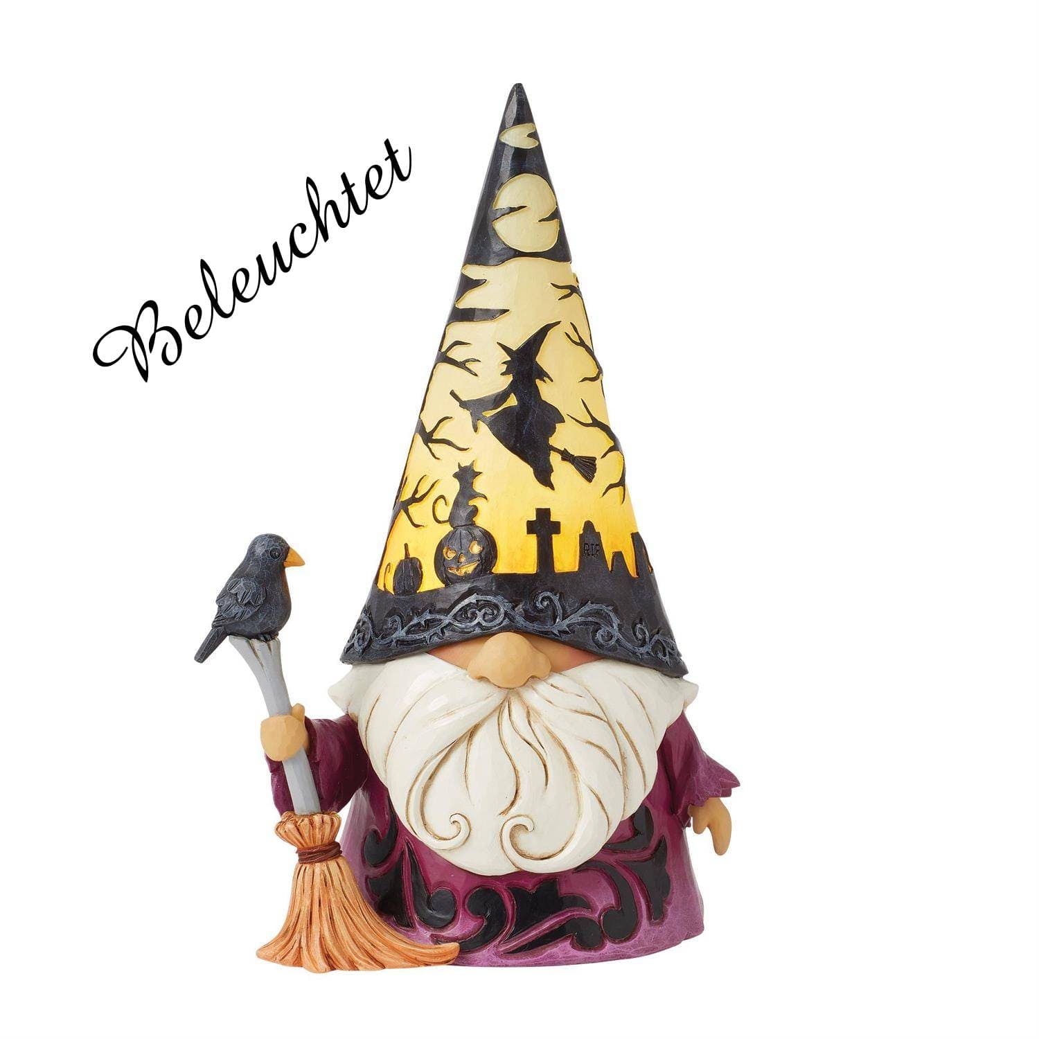 6016639a Jim Shore, Heartwood Creek, Halloween, Spooktacular Night LED Gnome, Wizard, Zauberer, Herbstdeko, Halloweendeko, Halloweenfigur, 6016639, Jim Shore Gnome