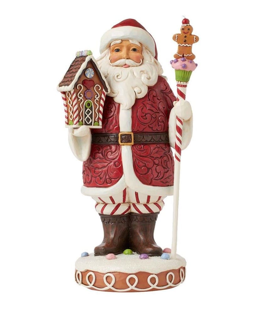 6015410 Jim Shore, Heartwood Creek, Jim Shore Santa, 6015410, Gingerbread Santa, Have A Sweet Christmas Santa, Weihnachtsmann mit Lebkuchenhaus Jim Shore Weihnachtsfigur
