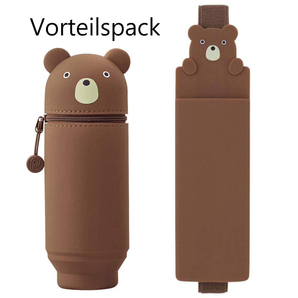 pl-7714_20-1 PuniLabo, Punilabo, Lihit Lab, Federtasche und Stiftehalter, stehende Federtasche, Pencil Case, animal, Tiere, innovativ, innovative, stand up pen case, Buchband Stifteetui, Vorteilspack, Bär